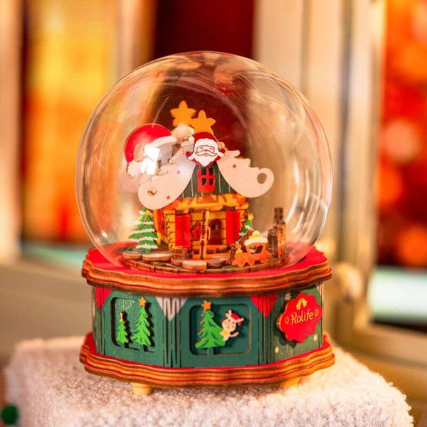 Christmas music box, wooden Christmas music box, DIY holiday music box, Santa music box, Christmas tree music box, Christmas puzzle kit, wooden puzzle music box, holiday decor music box, DIY Christmas decorations, Christmas gift ideas, Christmas train music box, Santa and reindeer music box, holiday music box, wooden Christmas decor, collectible music box, Christmas gift for her