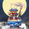 cherry blossom music box, wooden puzzle music box, lantern music box, DIY music box kit, wooden music box, Japanese music box, traditional music box, DIY wooden puzzle, serene music box, home decor music box, unique gifts for collectors, Japanese decor, handcrafted music box, gift for her, wooden lantern music box, DIY puzzle music box 
