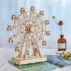 Ferris wheel music box, DIY music box kit, wooden Ferris wheel, 3D puzzle music box, spinning Ferris wheel, carnival music box, wooden puzzle kit, DIY Ferris wheel, wooden music box, collectible music box, unique gifts, DIY wooden puzzle, kids music box, home decor, carnival-themed decor