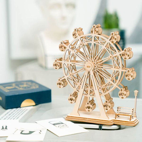 DIY Ferris wheel puzzle, wooden Ferris wheel, 3D wooden puzzle kit, wooden model, Ferris wheel toy, DIY amusement park kit, wooden assembly toy, 3D wooden puzzle, interactive wooden model, DIY wooden kit, collectible amusement park model, toy for collectors, theme park toy, DIY wooden puzzle kit, home décor miniatures