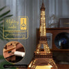DIY Eiffel Tower model, 3D wooden puzzle kit, Eiffel Tower wood model, wooden model with LED lights, Parisian décor, Eiffel Tower puzzle, DIY Paris model, wooden puzzle kit, collectible Eiffel Tower, home décor with lights, DIY 3D model, illuminated Eiffel Tower, eco-friendly DIY kit, wooden landmark model, DIY Paris Eiffel Tower