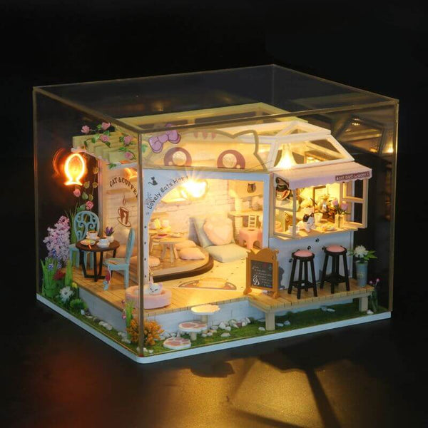 Eco - friendly Wooden DIY Assembly Toy, STEAM Educational Cat Cafe Wooden Puzzle, Eco - friendly Wooden Cat Cafe Model for STEAM Learning, Wooden Cat Cafe DIY Kit, STEAM Educational Eco - friendly Wooden Toy, Educational Wooden Cat Cafe Assembly Set, Eco - friendly Wooden DIY Cat Cafe Craft, STEAM Learning Wooden Cat Cafe Model, Eco - friendly Wooden Toy for STEAM Education, Wooden Cat Cafe Puzzle for Kids