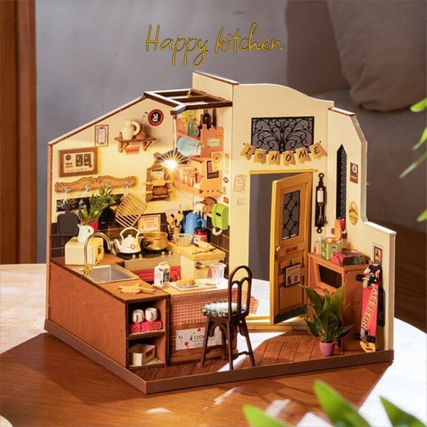 Eco - Friendly Wooden DIY Assembly Toy, STEAM Education Wooden Kitchen Kit, Educational Wooden Happy Kitchen Model, Sustainable Wooden DIY Puzzle, Kitchen Themed STEAM Toy, Eco - Conscious Wooden Construction Set, DIY Wooden Kitchen Scene, Happy Kitchen Educational Puzzle, Wooden Miniature Kitchen Toy, STEAM Learning Kitchen Assembly Kit