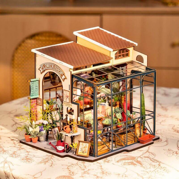 Eco - Friendly Wooden DIY Assembly Toy, STEAM Education Flower Shop Kit, Educational Wooden Flower Shop Model, Sustainable Wooden DIY Puzzle, Flower Shop Themed STEAM Toy, Eco - Conscious Wooden Construction Set, DIY Wooden Flower Shop Scene, Emily’s Flower Shop Educational Puzzle, Wooden Miniature Flower Shop Toy, STEAM Learning Flower Shop Assembly Kit