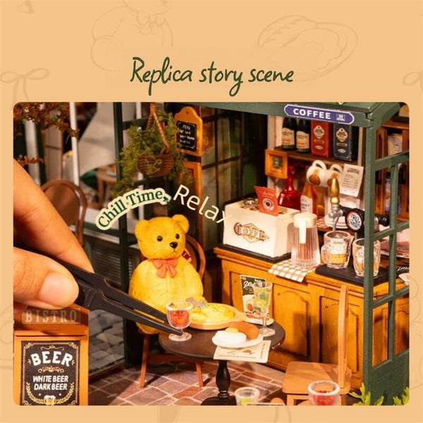 Eco - Friendly Wooden DIY Assembly Toy, STEAM Education Little Bear Restaurant Kit, Educational Wooden Bistro Model, Sustainable Wooden DIY Puzzle, Little Bear Bistro Themed Toy, Eco - Conscious Wooden Construction Set, DIY Wooden Restaurant Scene, STEAM Learning Bear Restaurant Toy, Creative Wooden Bistro Puzzle, Little Bear Restaurant - Themed Educational DIY Set