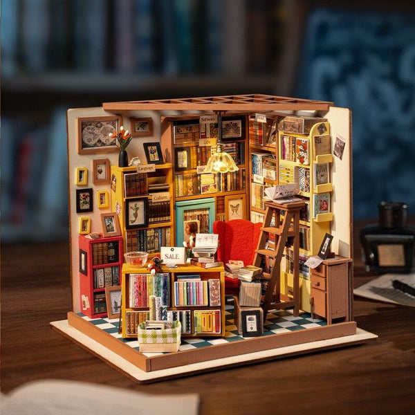 Eco - Friendly Wooden DIY Assembly Toy, STEAM Education Wooden Bookstore Puzzle, Educational Wooden Bookstore Model, Sustainable Wooden DIY Bookstore Kit, DIY Wooden Bookstore Scene, Eco - Conscious Wooden Construction Set, Bookstore Themed STEAM Toy, Wooden Bookstore Craft for Kids, Environmentally Friendly Bookstore DIY Set, STEAM Learning Wooden Bookstore Puzzle