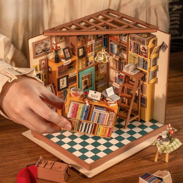 Eco - Friendly Wooden DIY Assembly Toy, STEAM Education Wooden Bookstore Puzzle, Educational Wooden Bookstore Model, Sustainable Wooden DIY Bookstore Kit, DIY Wooden Bookstore Scene, Eco - Conscious Wooden Construction Set, Bookstore Themed STEAM Toy, Wooden Bookstore Craft for Kids, Environmentally Friendly Bookstore DIY Set, STEAM Learning Wooden Bookstore Puzzle