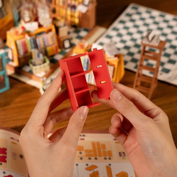 Eco - Friendly Wooden DIY Assembly Toy, STEAM Education Wooden Bookstore Puzzle, Educational Wooden Bookstore Model, Sustainable Wooden DIY Bookstore Kit, DIY Wooden Bookstore Scene, Eco - Conscious Wooden Construction Set, Bookstore Themed STEAM Toy, Wooden Bookstore Craft for Kids, Environmentally Friendly Bookstore DIY Set, STEAM Learning Wooden Bookstore Puzzle