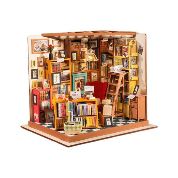 Eco - Friendly Wooden DIY Assembly Toy, STEAM Education Wooden Bookstore Puzzle, Educational Wooden Bookstore Model, Sustainable Wooden DIY Bookstore Kit, DIY Wooden Bookstore Scene, Eco - Conscious Wooden Construction Set, Bookstore Themed STEAM Toy, Wooden Bookstore Craft for Kids, Environmentally Friendly Bookstore DIY Set, STEAM Learning Wooden Bookstore Puzzle