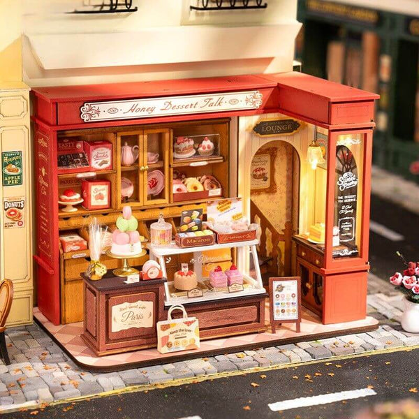 Eco - Friendly Wooden DIY Assembly Toy, STEAM Education French Dessert Shop Puzzle, Educational Wooden Dessert Shop Model, Sustainable Wooden DIY Sweet Shop Kit, DIY Wooden French Pastry Shop Scene, Eco - Conscious Dessert Shop Craft, STEAM Learning Wooden Dessert Toy, Wooden French Dessert Shop Construction Set, Environmentally Friendly DIY Dessert Shop, French - Themed Wooden Puzzle for STEAM Education